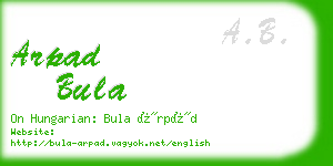 arpad bula business card